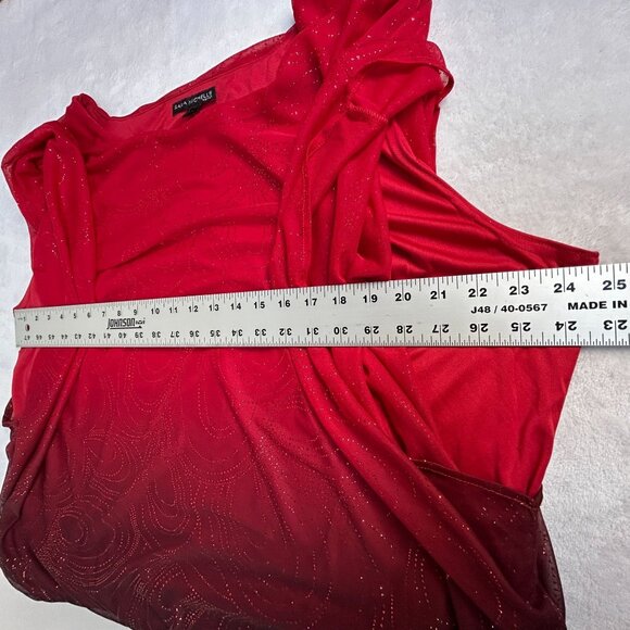 Sara Michelle Women Plus Size 3X Red & Black Ombre Glitter Poncho Top Blouse New - Picture 8 of 9
